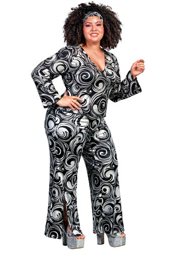 Plus Size Foxy Disco Costume Jumpsuit for Women