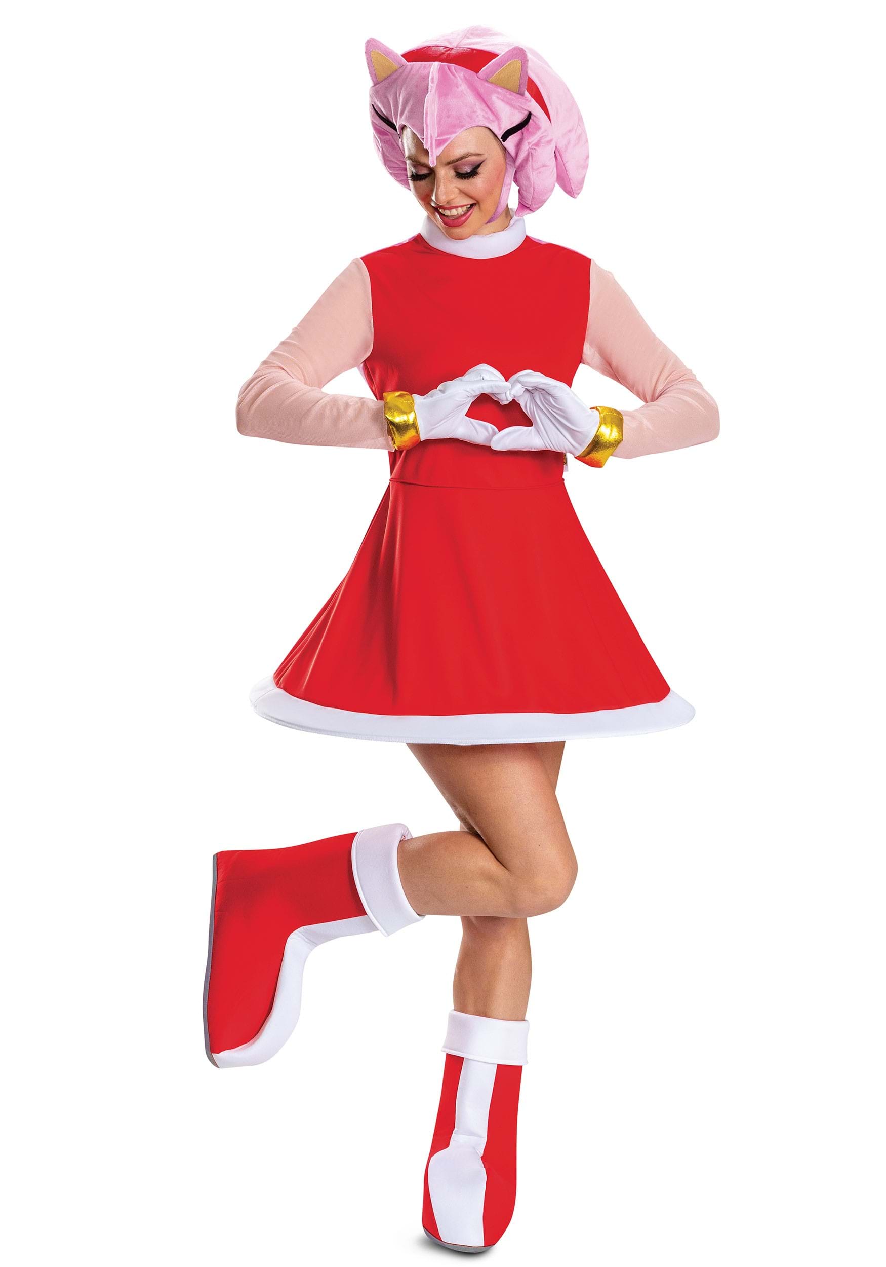 Women's Deluxe Sonic the Hedgehog Amy Rose Fancy Dress Costume | Video Game Fancy Dress Costumes