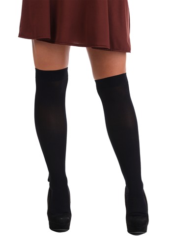 Womens Black Opaque Knee Highs Stockings
