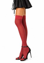 Womens Red Opaque Knee High Stockings Alt 1