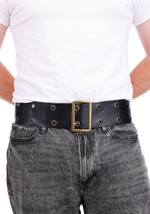 Black Vinyl Double Layer Holes Costume Belt