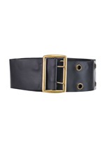Black Vinyl Double Layer Holes Costume Belt Alt 1