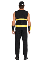 Mens Black Fire Fighter Uniform Costume Alt 1