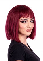 Womens Barbara Ann Burgundy Bob Costume Wig Alt 1