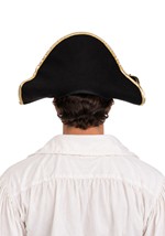Adult Black Pirate Costume Felt Hat Gold Trim Alt 1