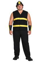 Mens Plus Size Fire Fighter Costume