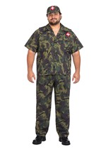 Mens Plus Size Army Doctor Green Costume