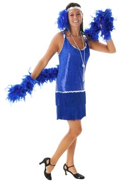Sequin & Fringe Plus Size Blue Flapper Costume
