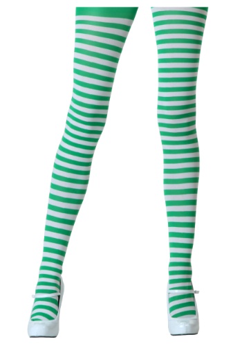 White / Kelly Green Tights