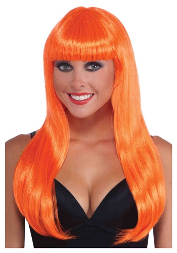 Neon Orange Long Wig	