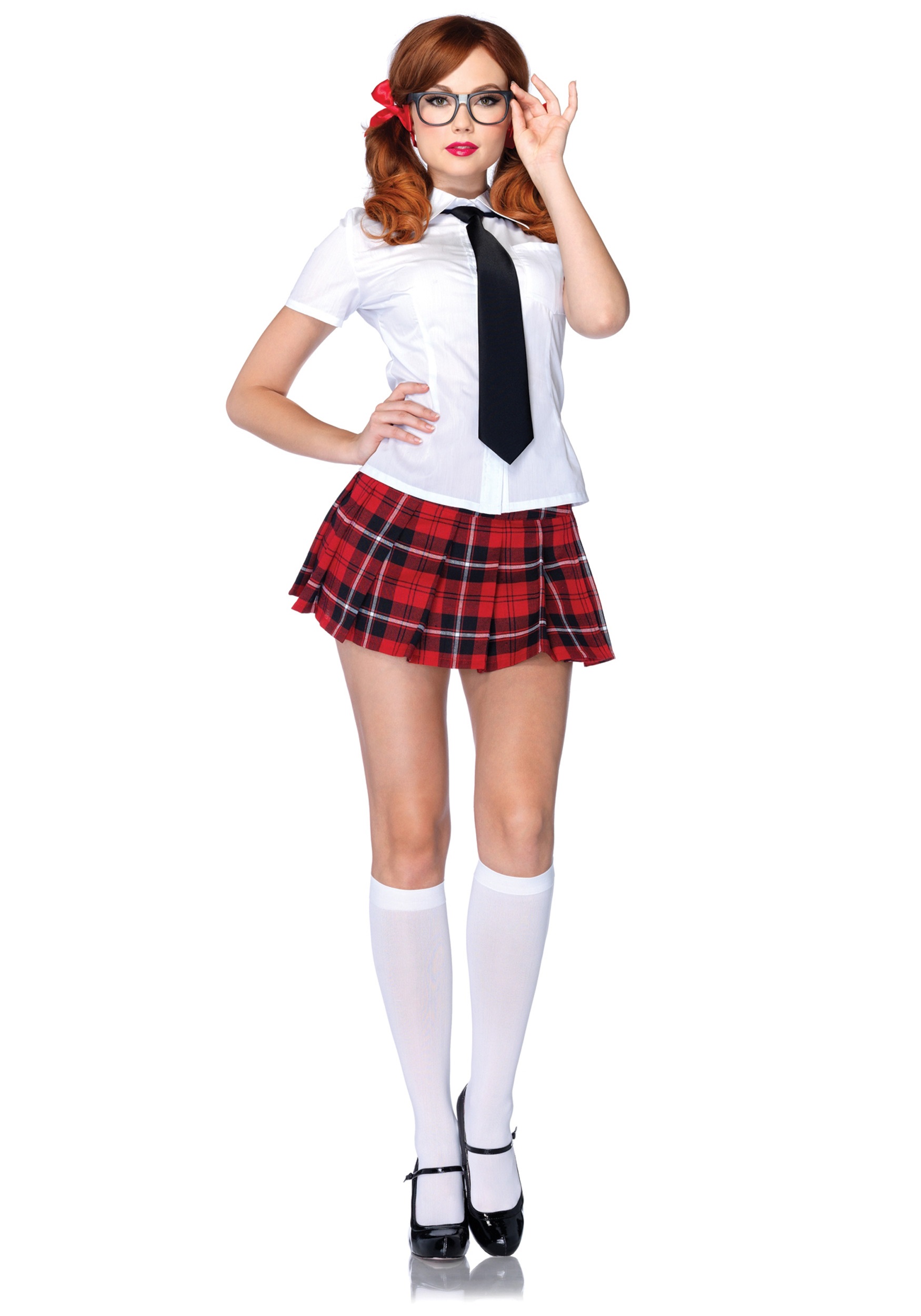 90s Retro American Schoolgirl Uniform Costume Women Plaid, 59% OFF