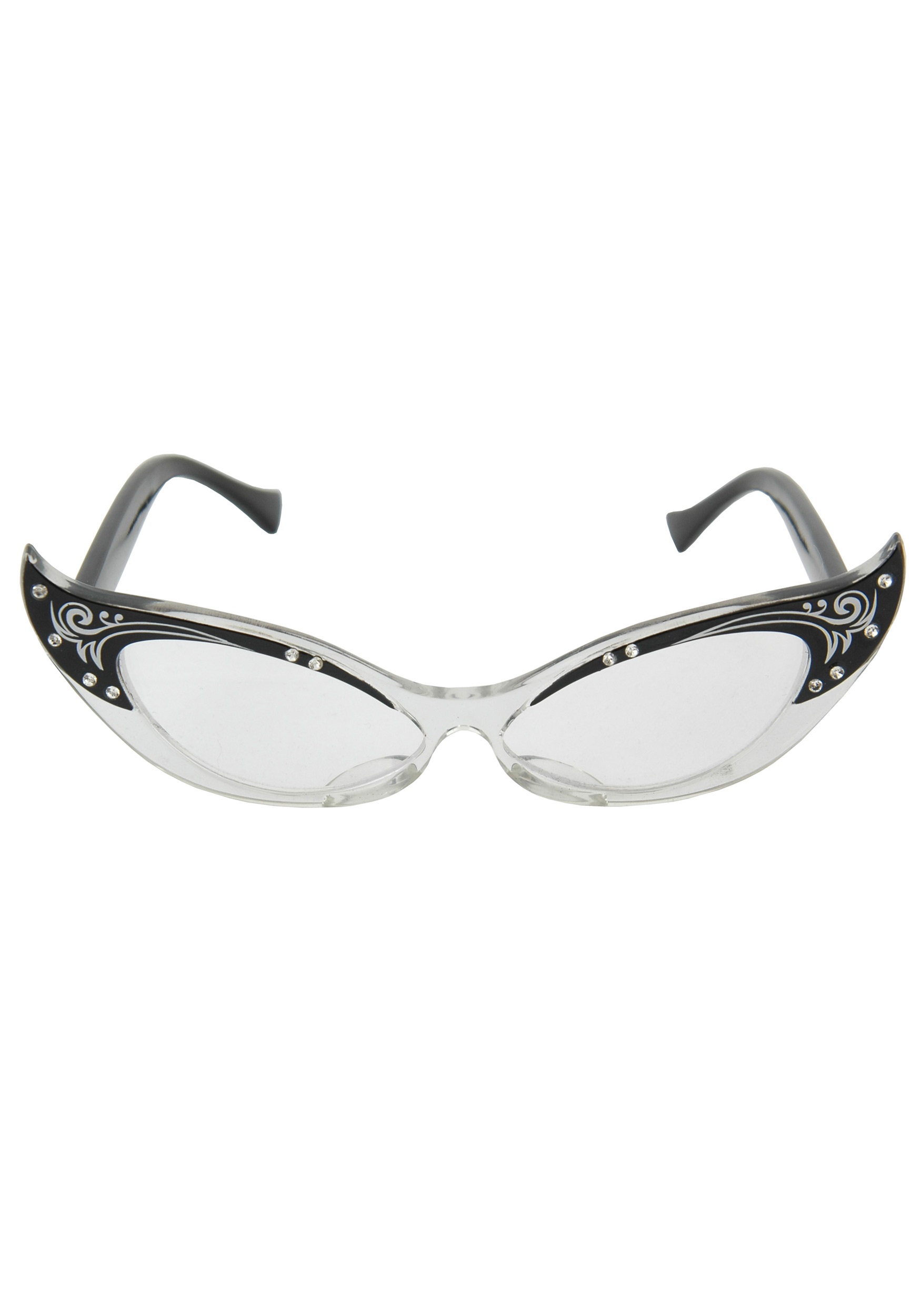 thumbnail image 2 of SPEXX Eyewear Women's Vintage Cat Eye Glasses – Black Crystal Frame, Clear Lens, UV-400 2 of 6