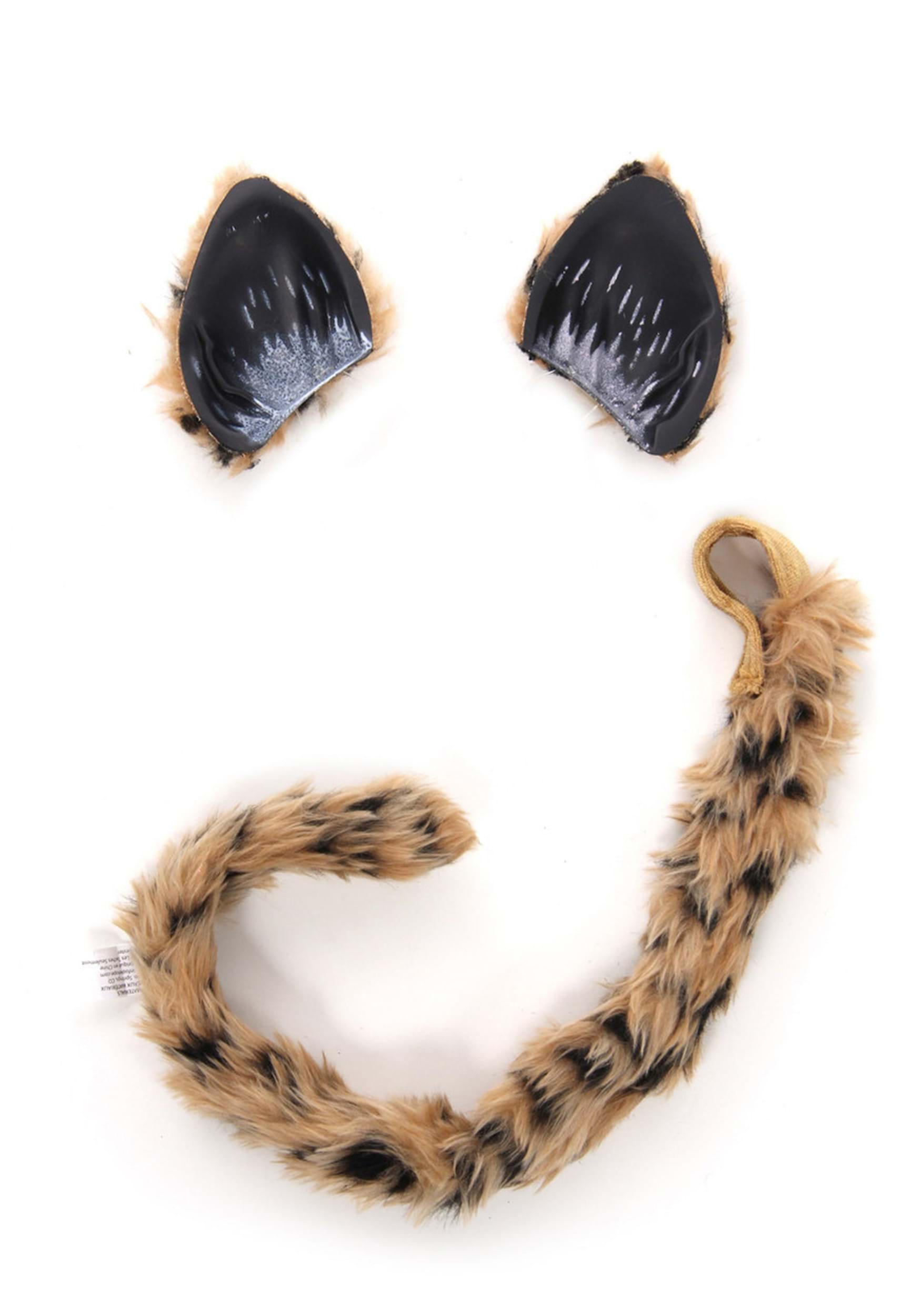 Cheetah Ears And Tail Fancy Dress Costume Kit , Wild Cat Fancy Dress Costume Accessories