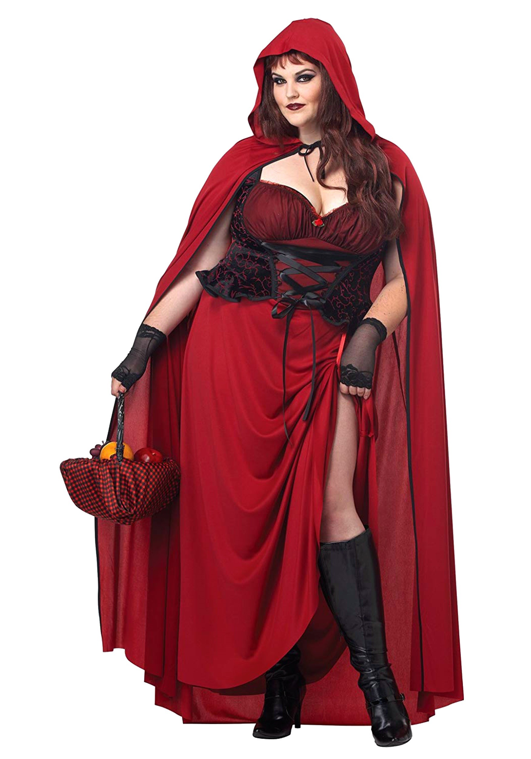Women's Plus Size Dark Red Riding Hood Fancy Dress Costume Dress