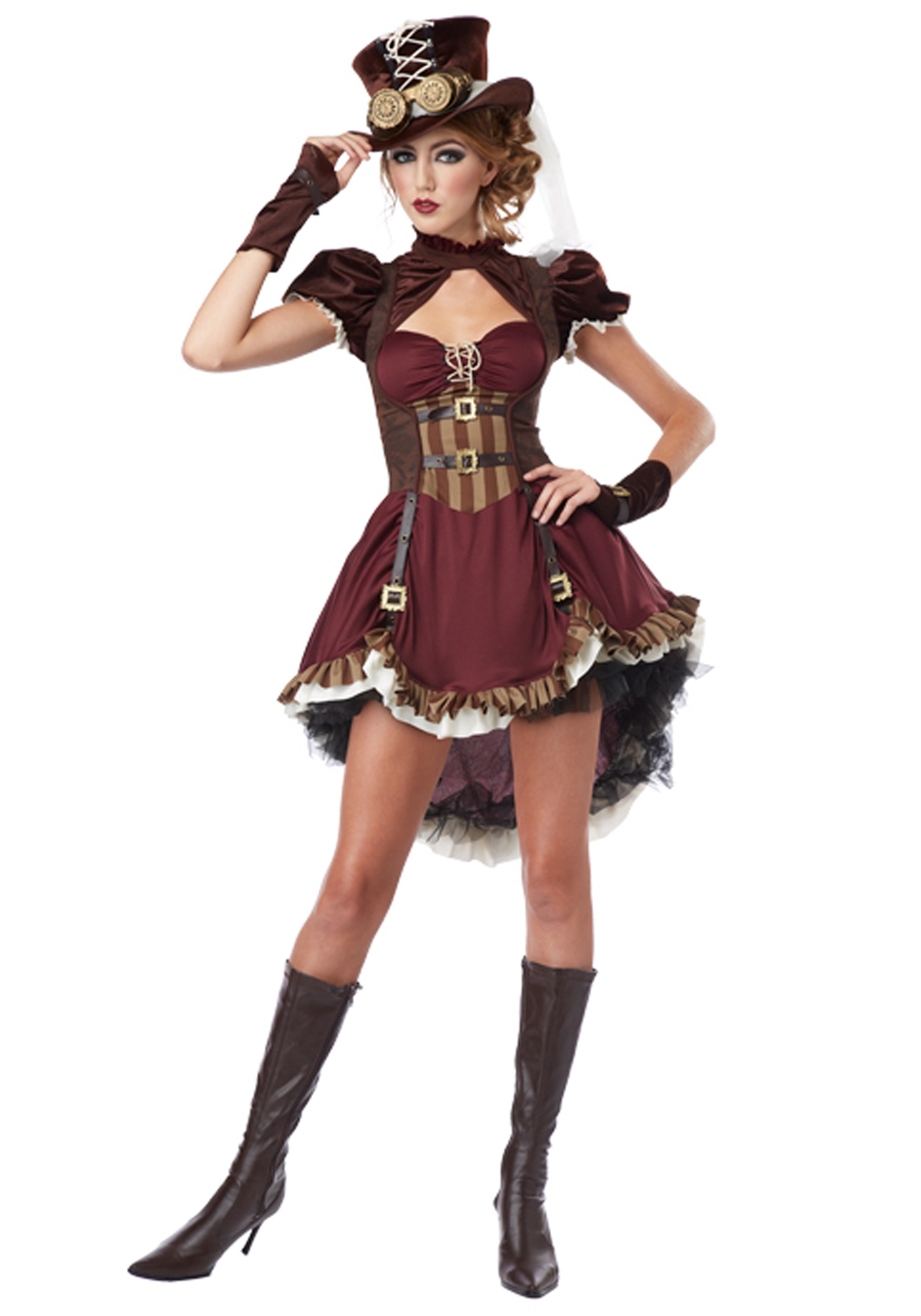 Adult Steampunk Lady Fancy Dress Costume , Historical Fancy Dress Costume