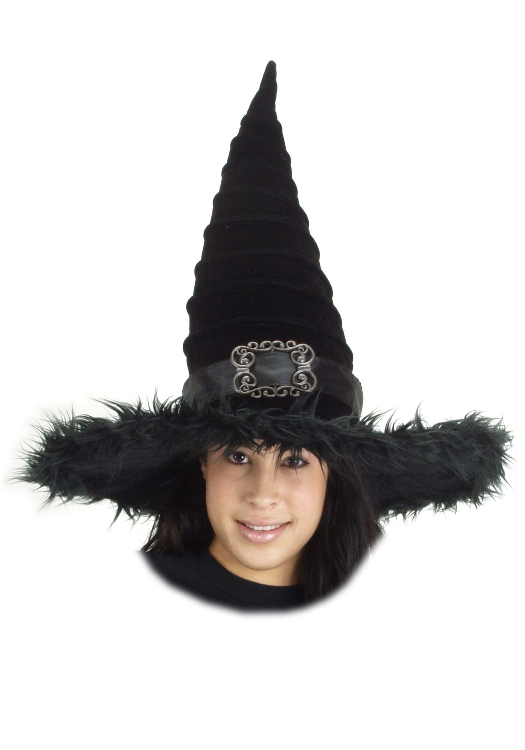 Black Ridged Witch Fancy Dress Costume Hat
