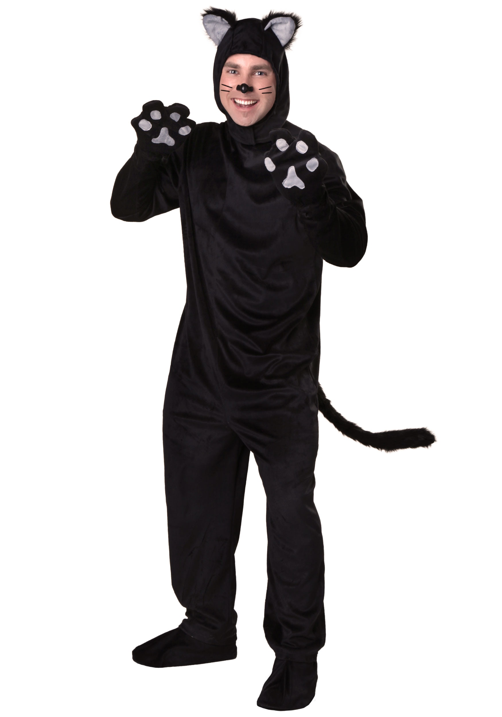 Kitty Cat Adults Cat Jumpsuit Black Halloween Fancy Dress Costume new