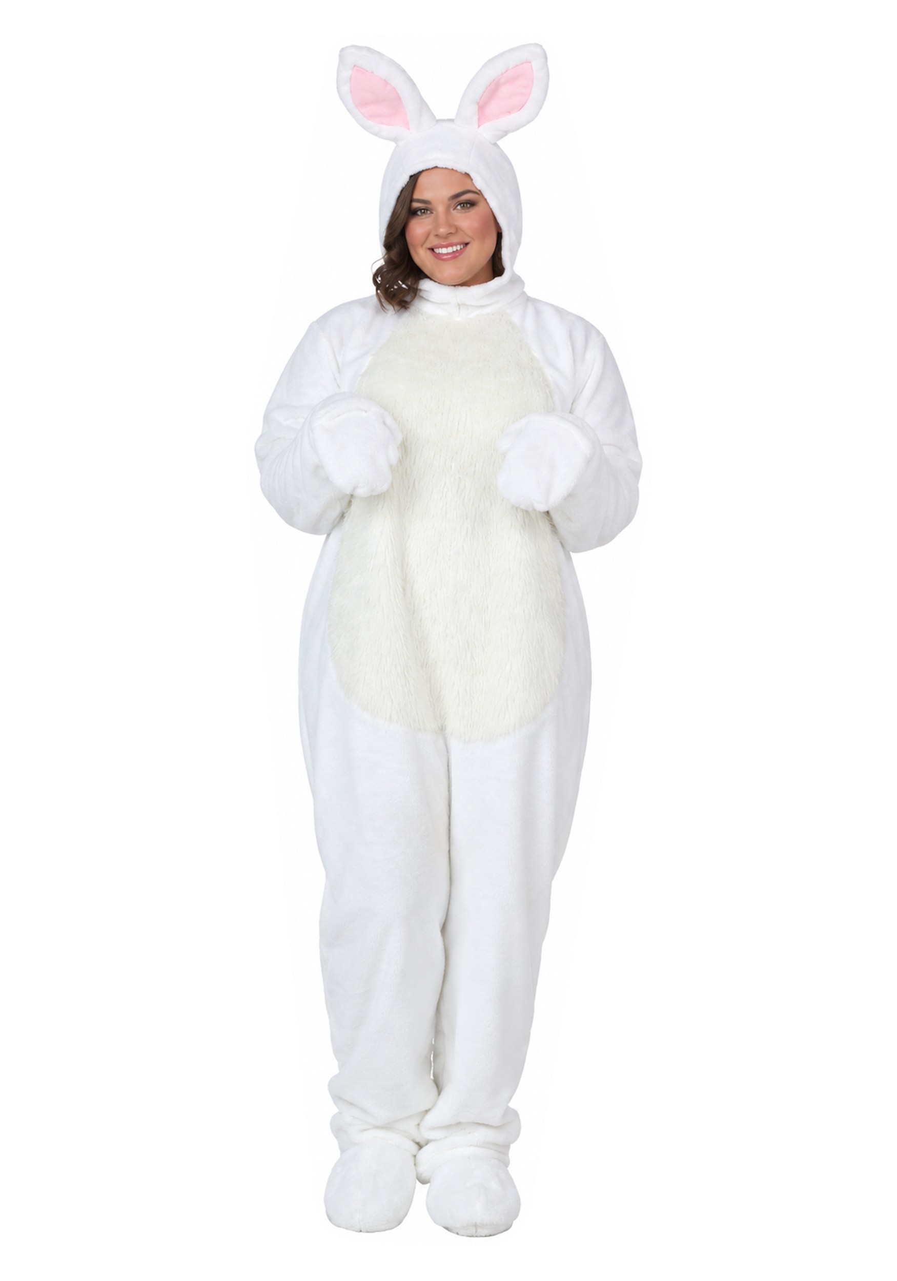 Plus Size Open Face White Bunny Adult Fancy Dress Costume | Bunny Fancy Dress Costumes