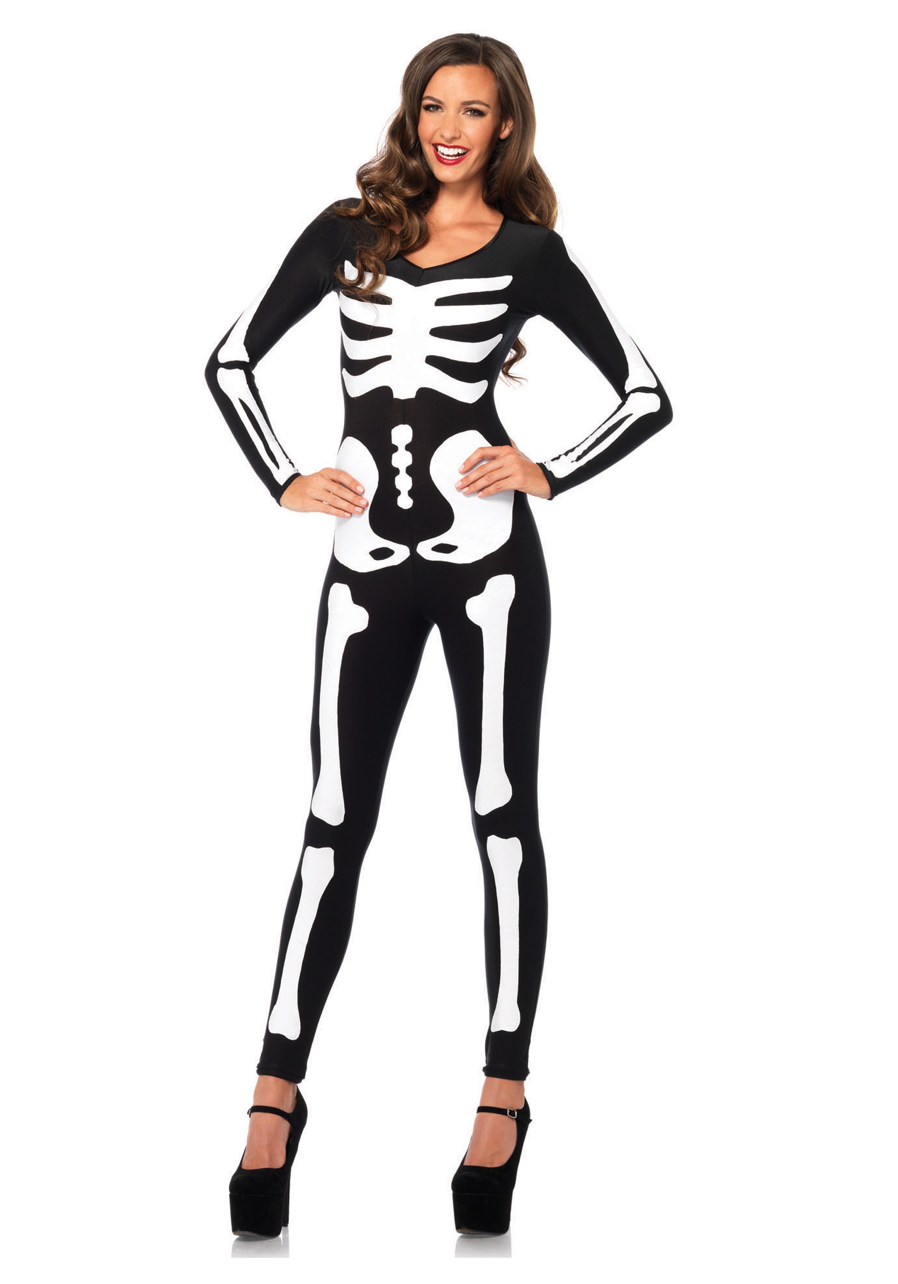 Photos - Fancy Dress MKW Leg Avenue Glow In the Dark Skeleton Catsuit for Women Black/White 