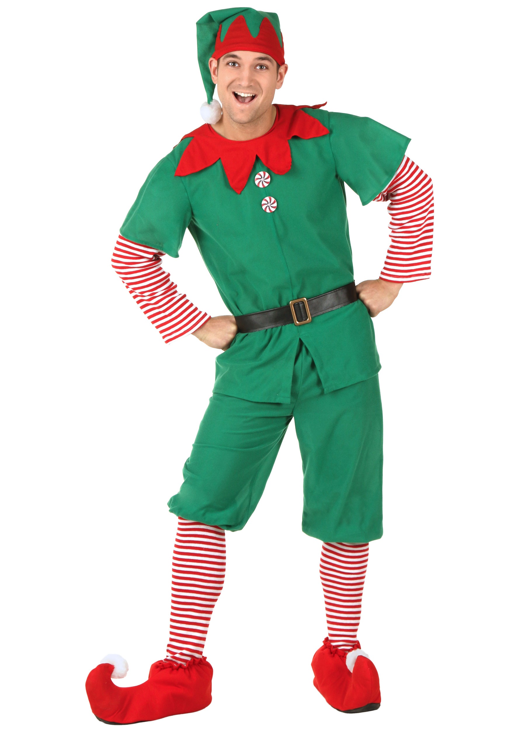 Photos - Fancy Dress Holiday FUN Costumes Adult  Elf  Costume Green/Red 