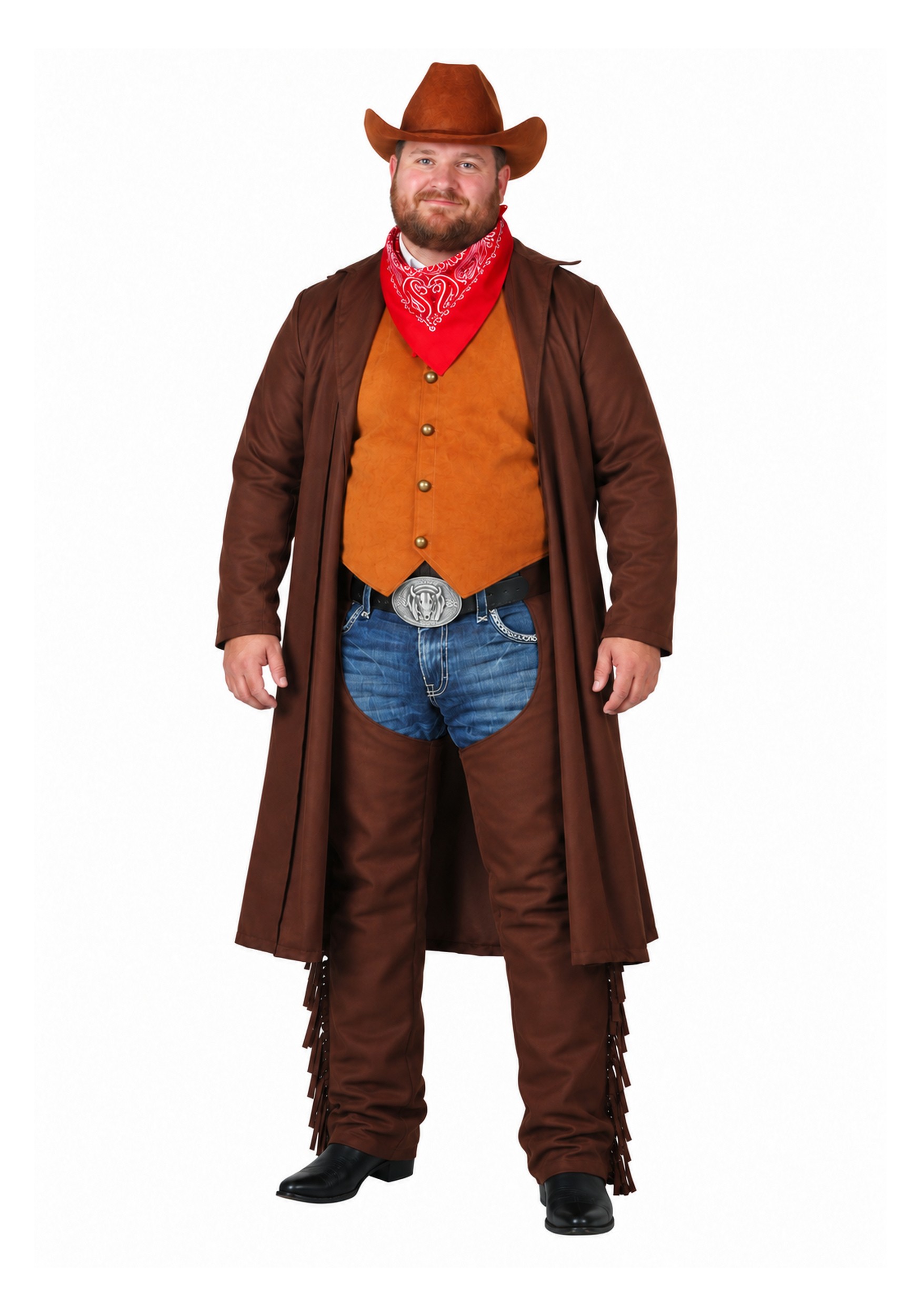 Plus Size Rancher Cowboy Men's Fancy Dress Costume