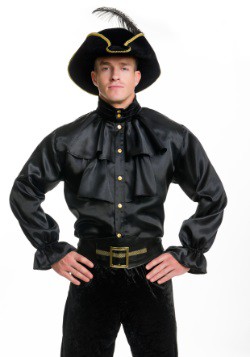 Mens Black Satin Ruffle Shirt
