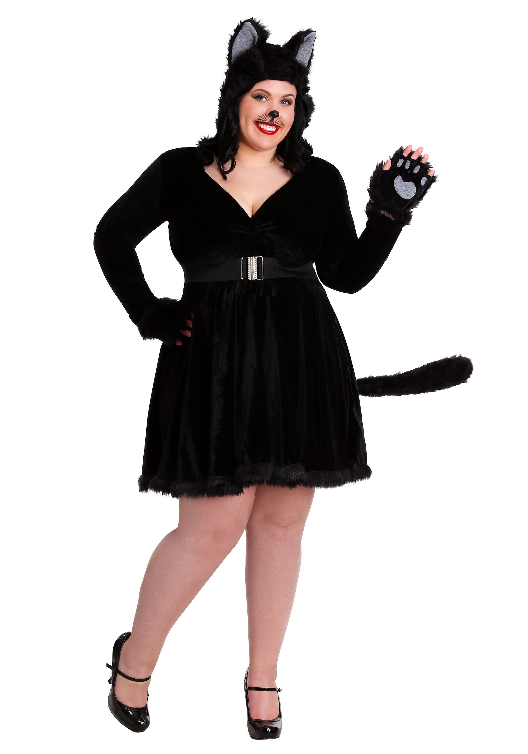 Black Cat Fancy Dress Costume For Plus Size Women , Black Cat Fancy Dress Costumes