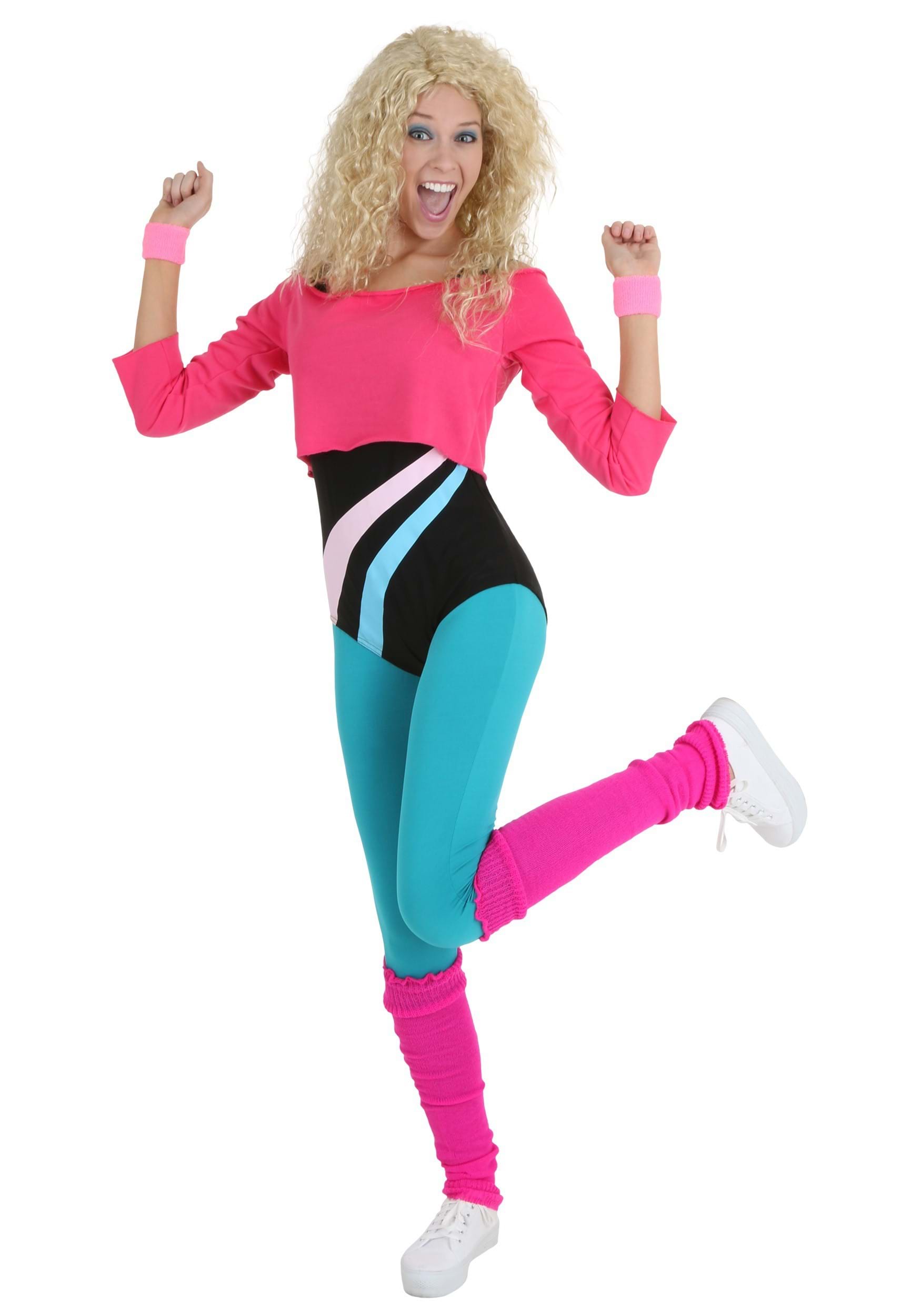 Photos - Fancy Dress Fancy FUN Costumes Women's 80's Workout Girl  Dress Costume Pink/Blue 