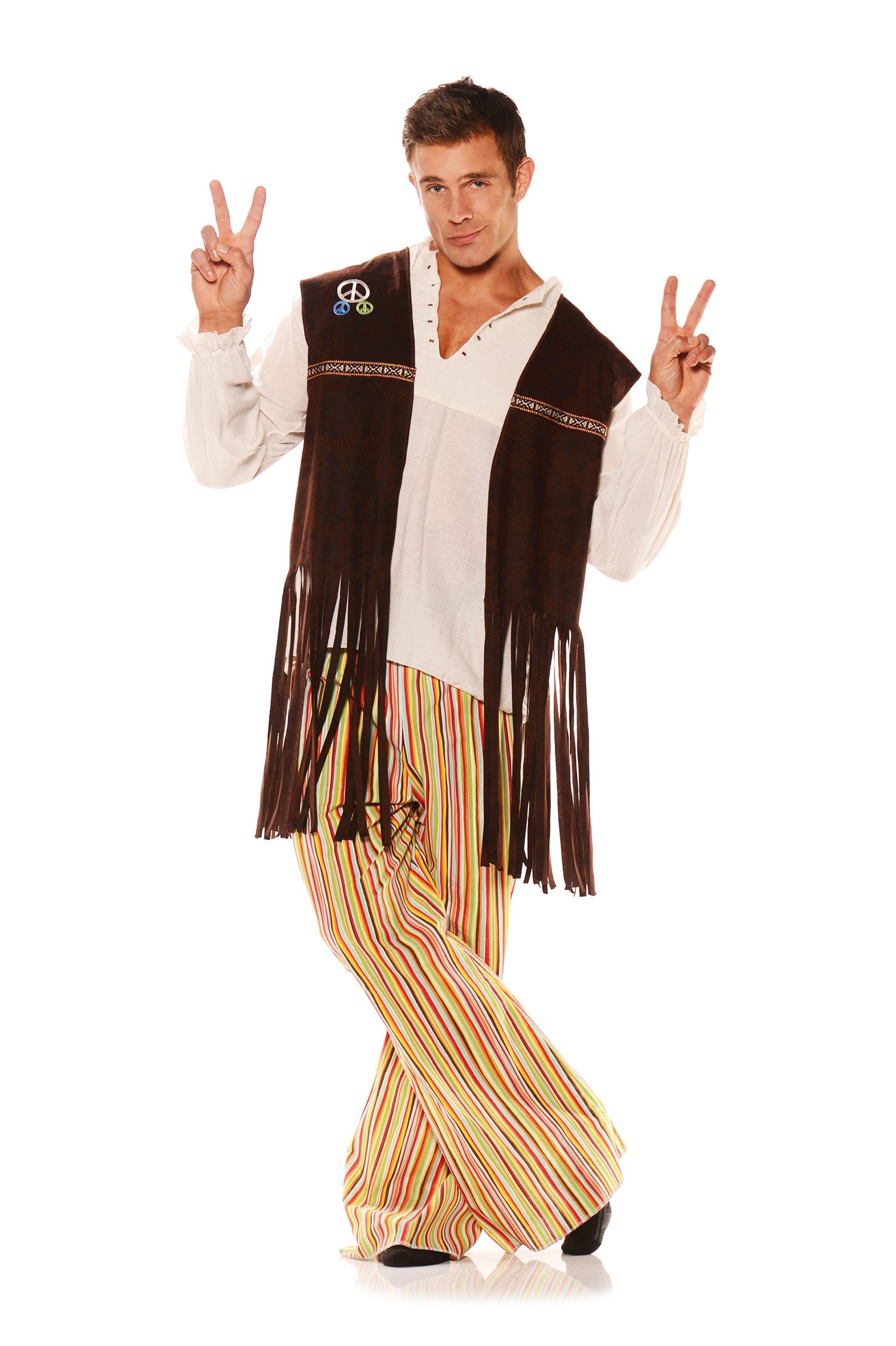 Fringe Hippie Vest Adult Fancy Dress Costume