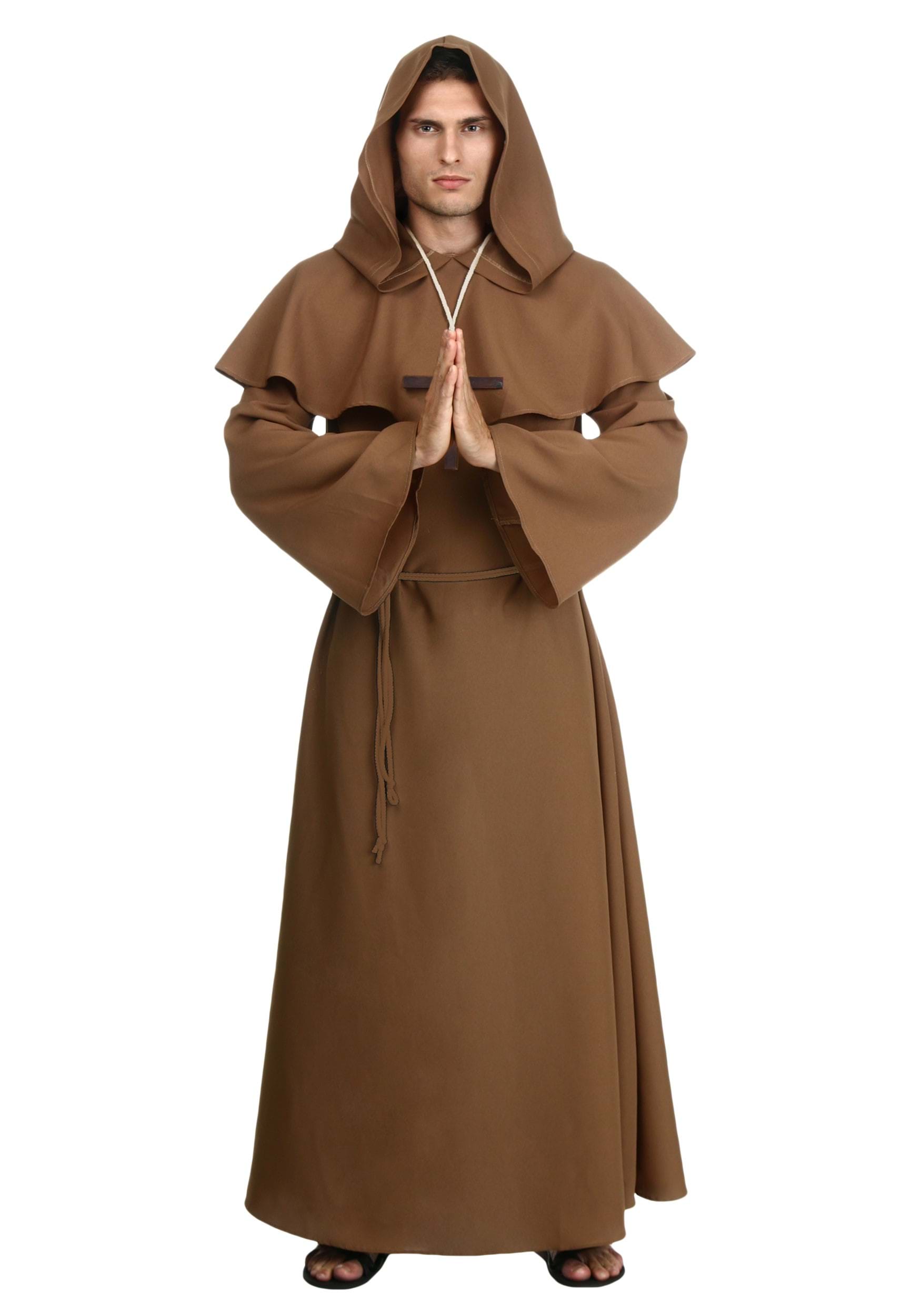 Adult Brown Monk Robe Fancy Dress Costume