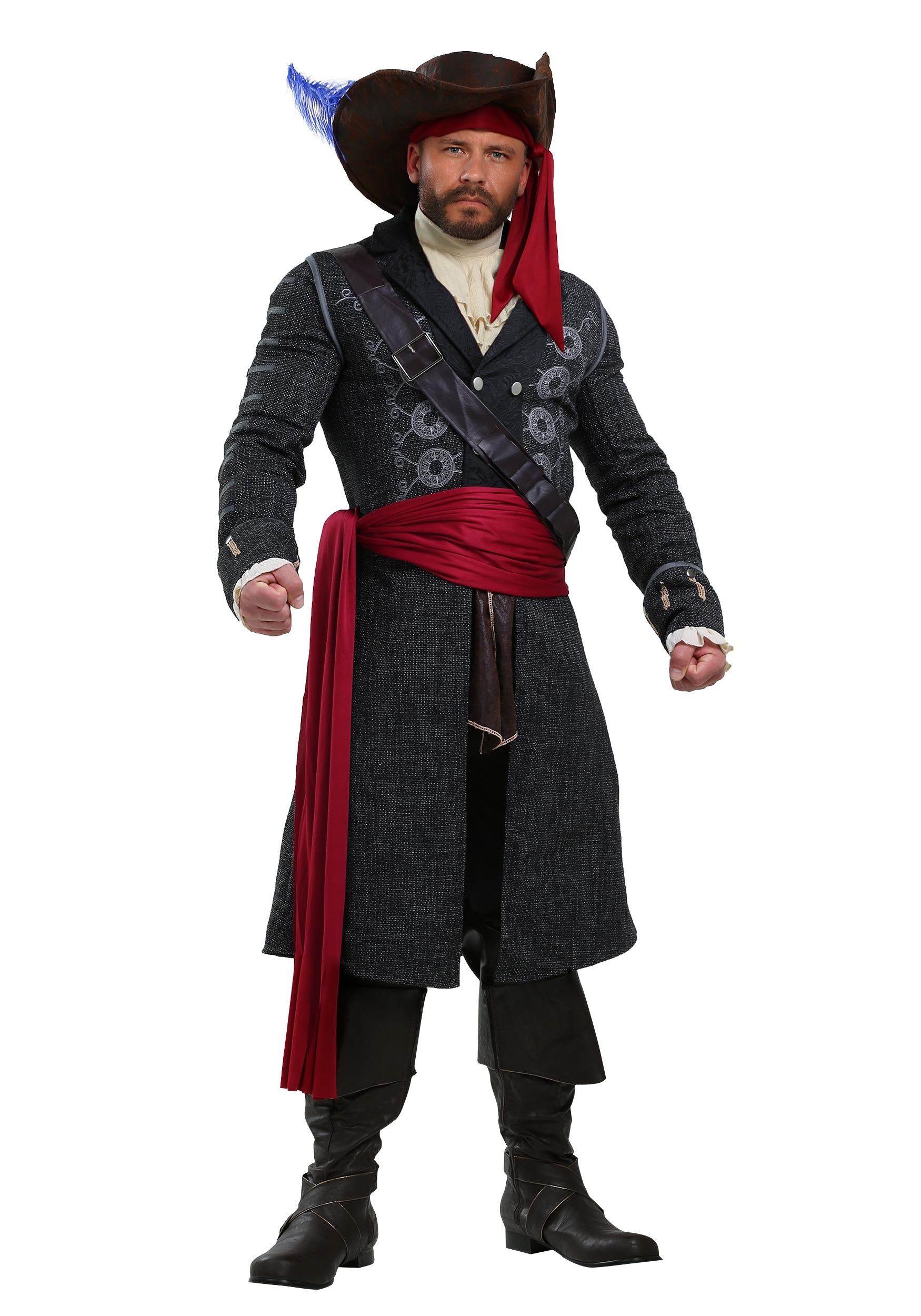 Blackbeard Fancy Dress Costume For Plus Size Men , Men's Pirate Fancy Dress Costume