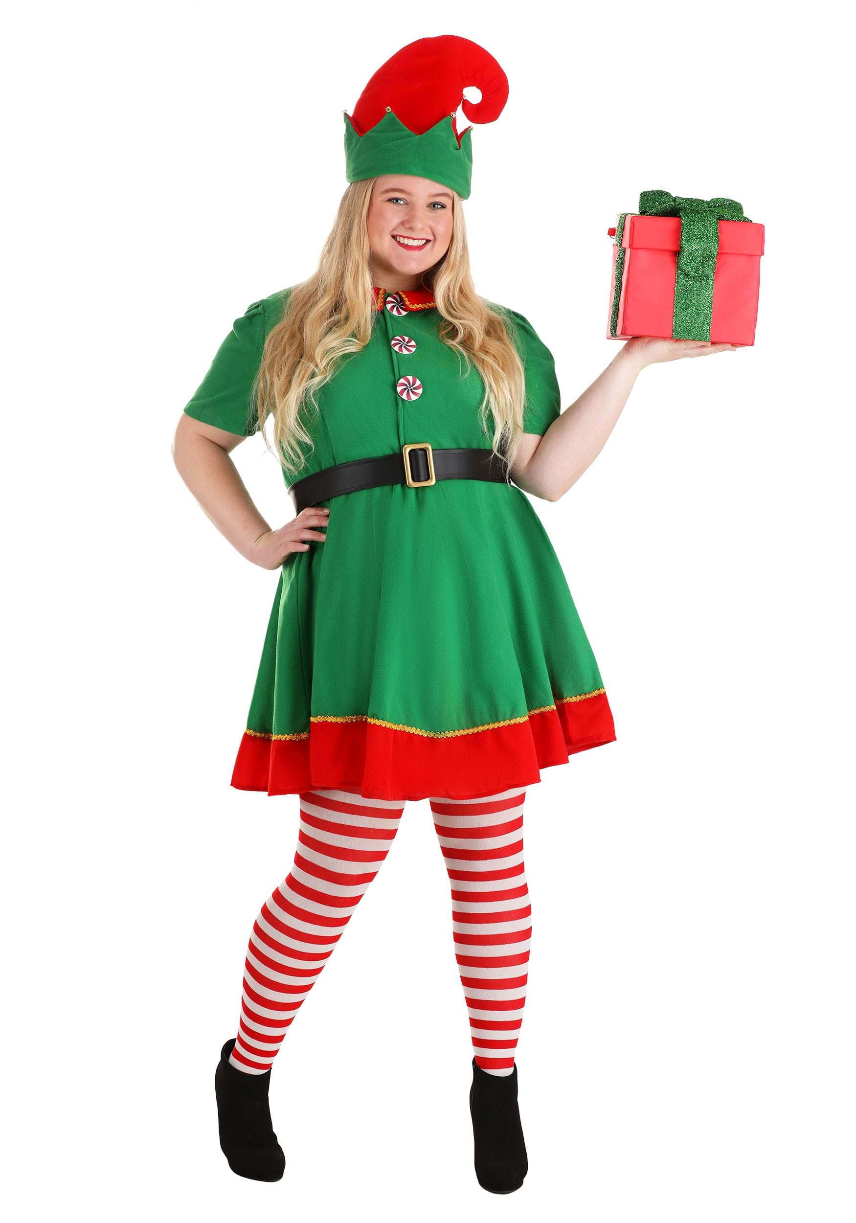 Photos - Fancy Dress Holiday FUN Costumes Plus Size Women's  Elf  Costume Green/R 