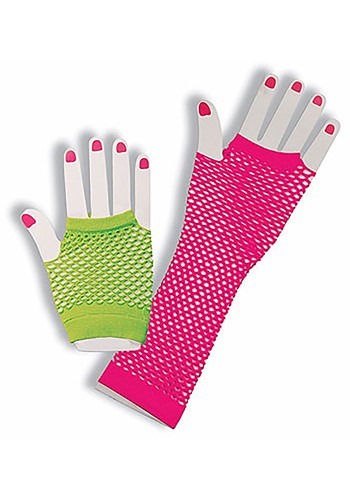 Neon Fishnet Fingerless Gloves