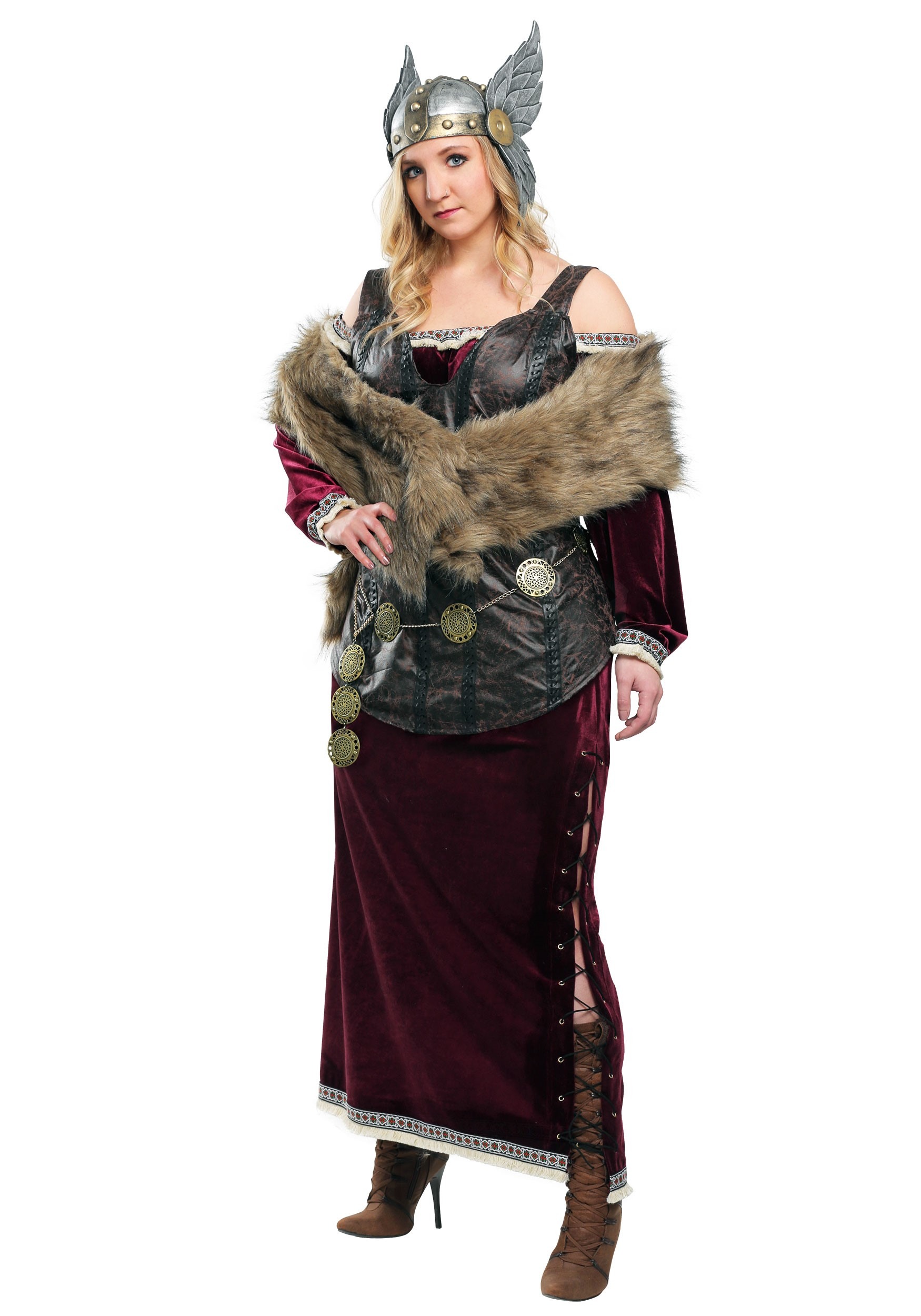 Plus Size Women's Viking Goddess Fancy Dress Costume