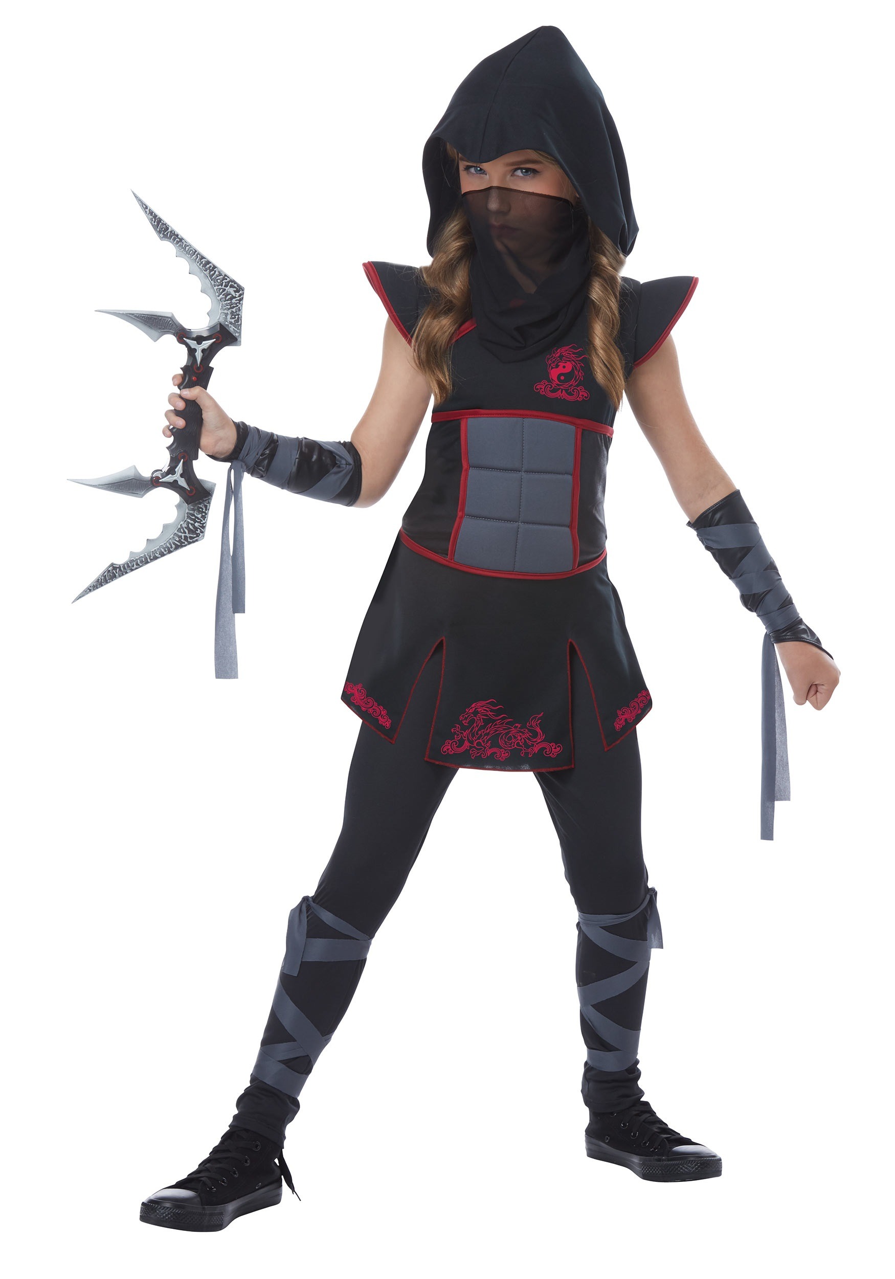 Black Ninja Fancy Dress Costume For Girls