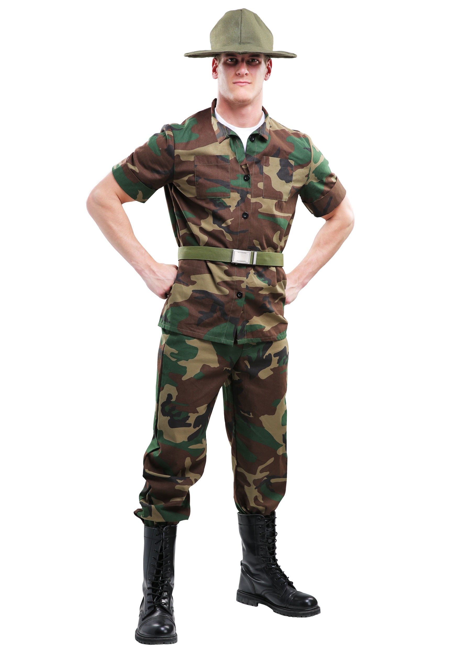 Photos - Fancy Dress Fancy FUN Costumes Men's Drill Sergeant  Dress Costume Brown/Green 