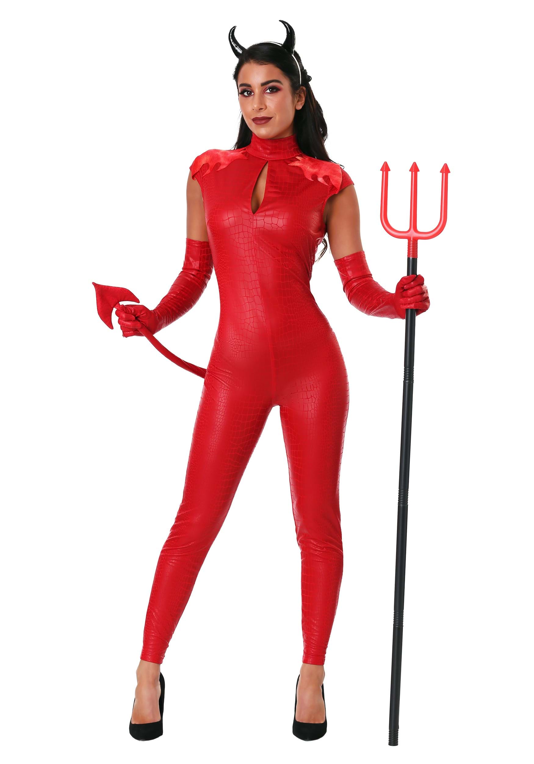 Devious Devil Costume For Women Red Hot Jumpsuit 4962