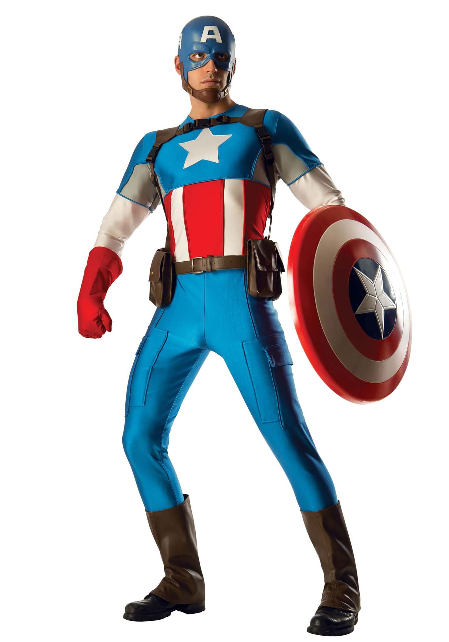 Photos - Fancy Dress Rubies Costume Co. Inc Captain America Grand Heritage Costume for Men Brown/Blue/Red