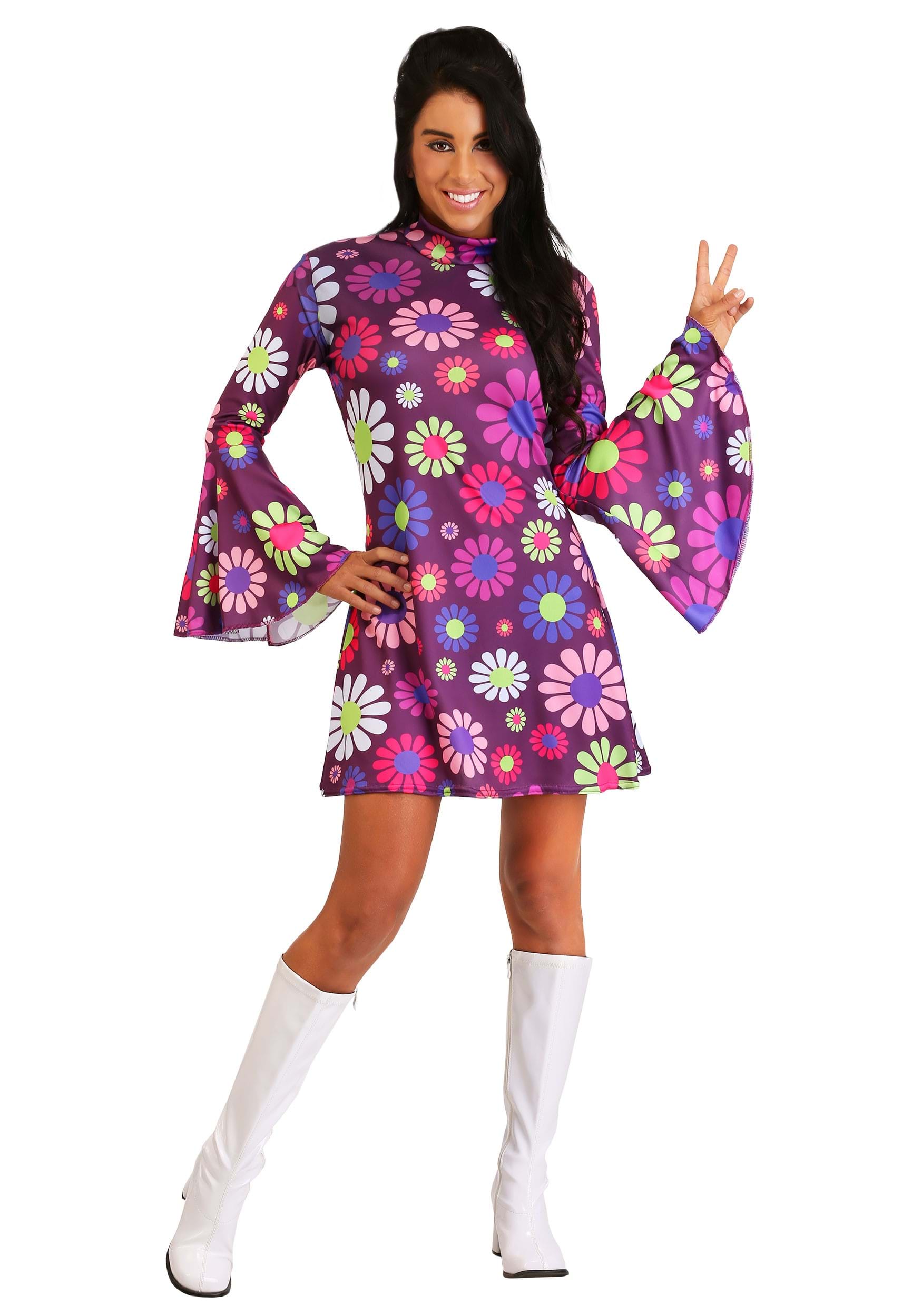 Adult Groovy Flower Power Women S Costume