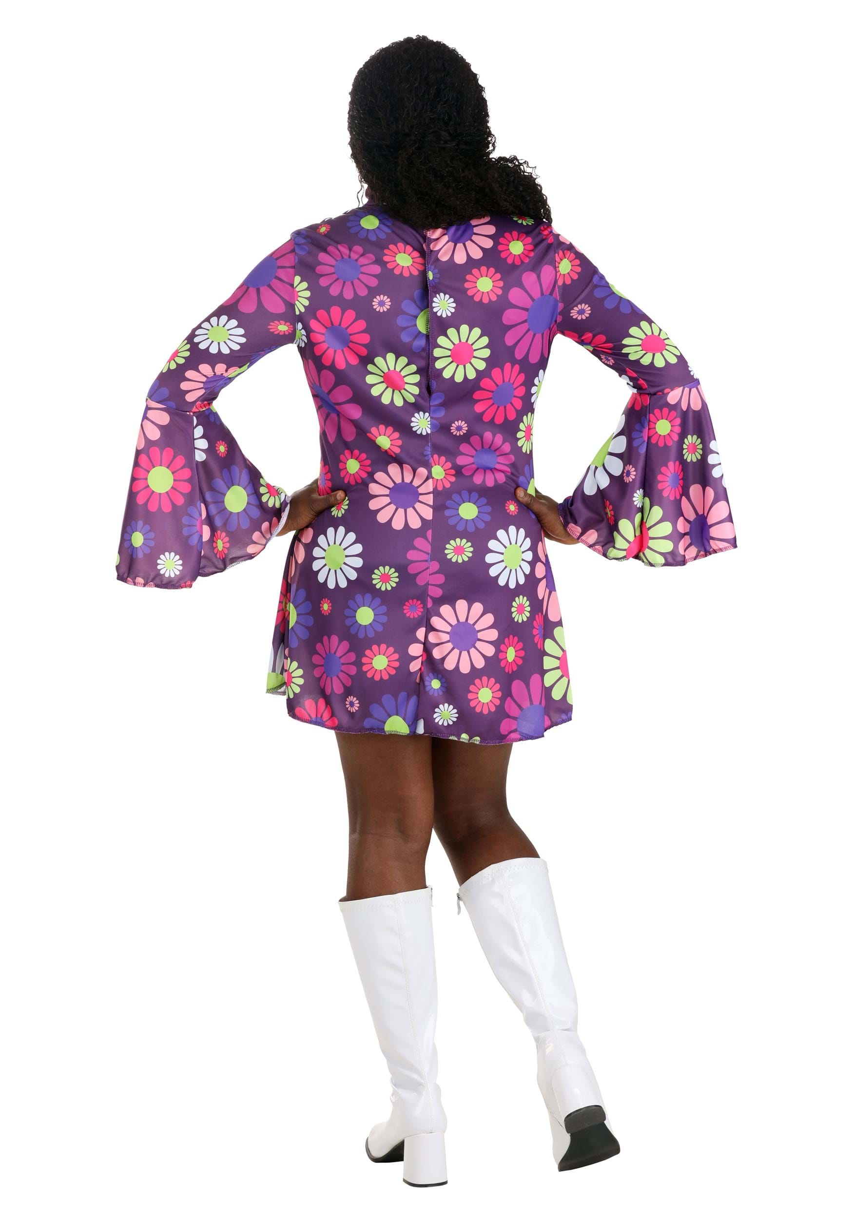Adult Groovy Flower Power Women's Fancy Dress Costume