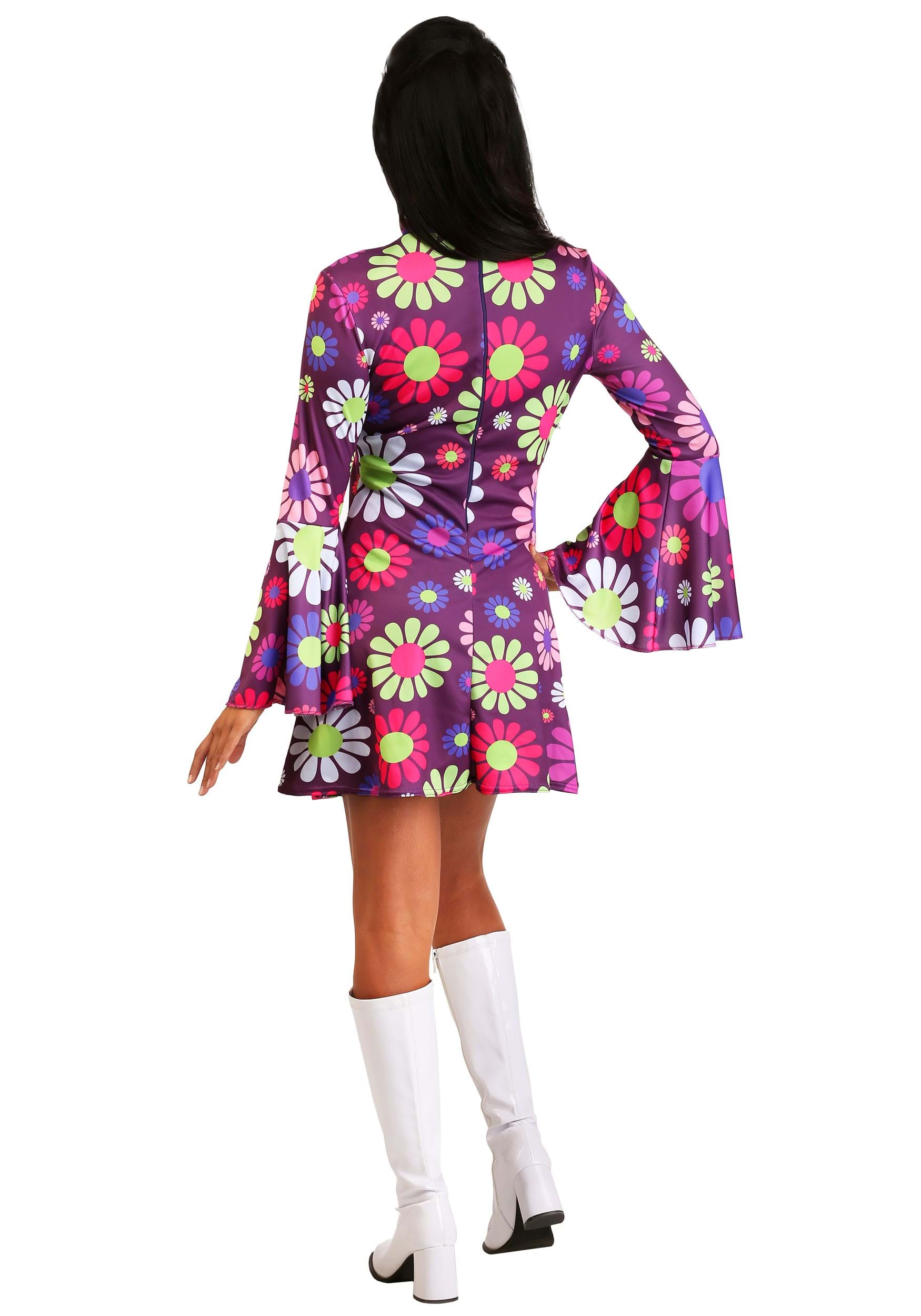 Adult Groovy Flower Power Women's Fancy Dress Costume