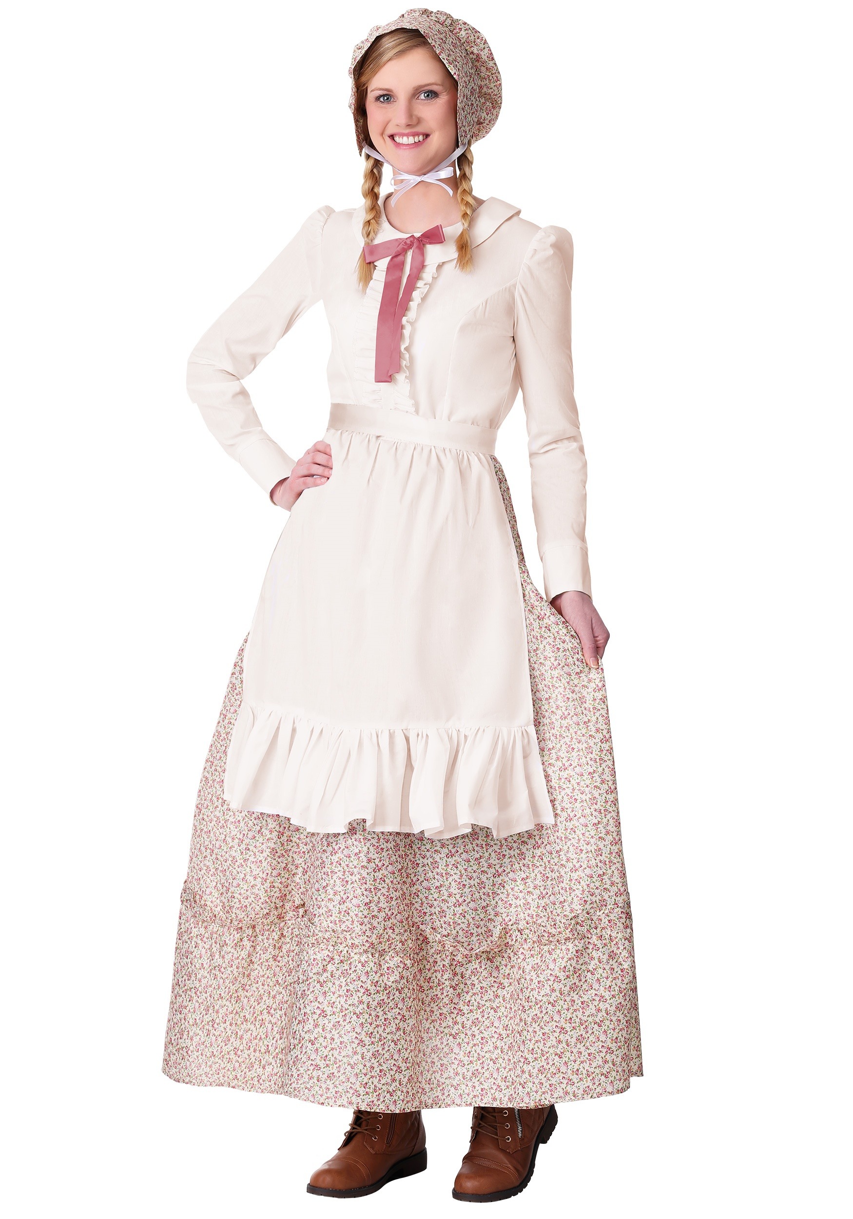 Plus Size Prairie Pioneer Women's Fancy Dress Costume
