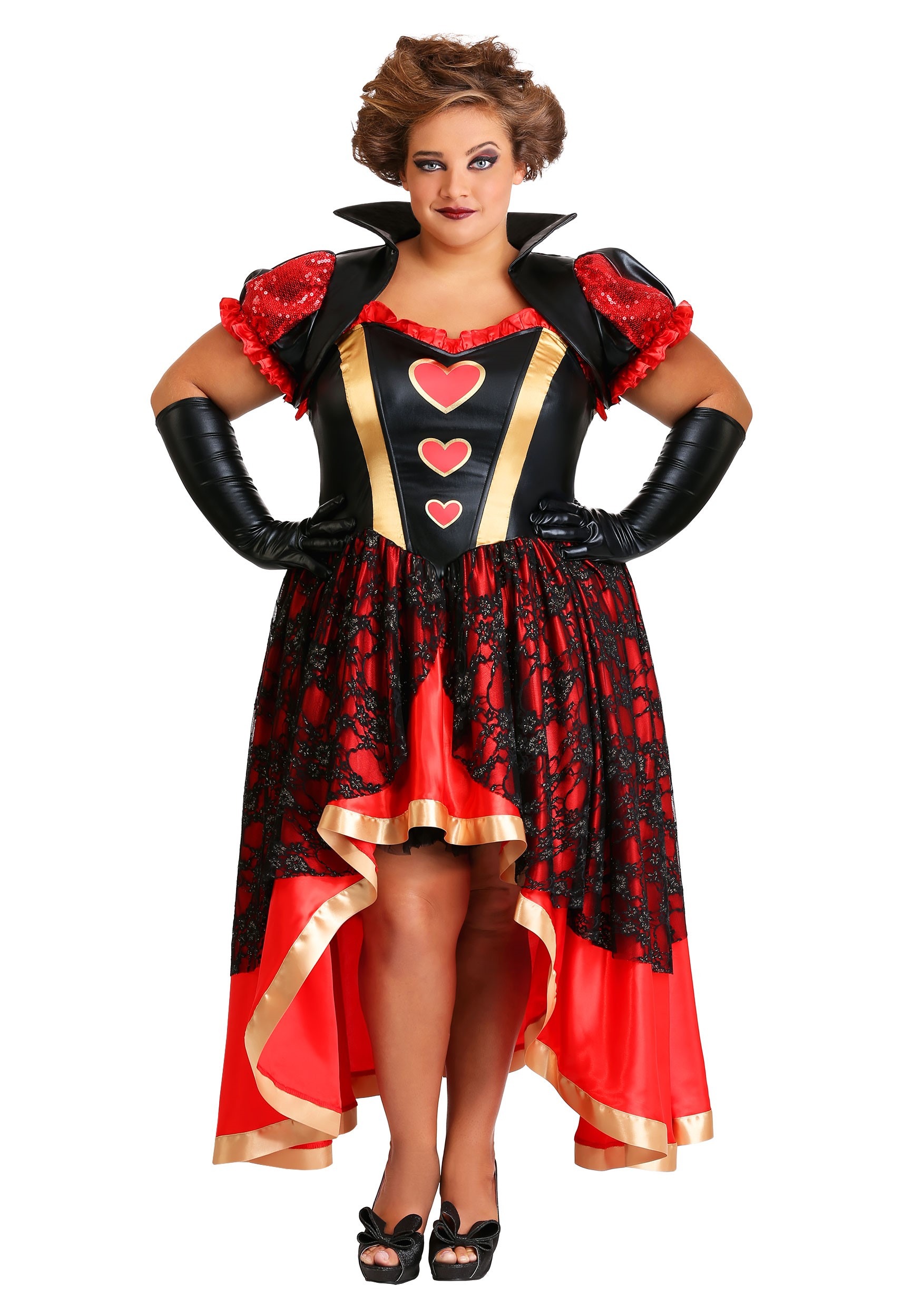 Plus Size Dark Queen Of Hearts Women's Fancy Dress Costume
