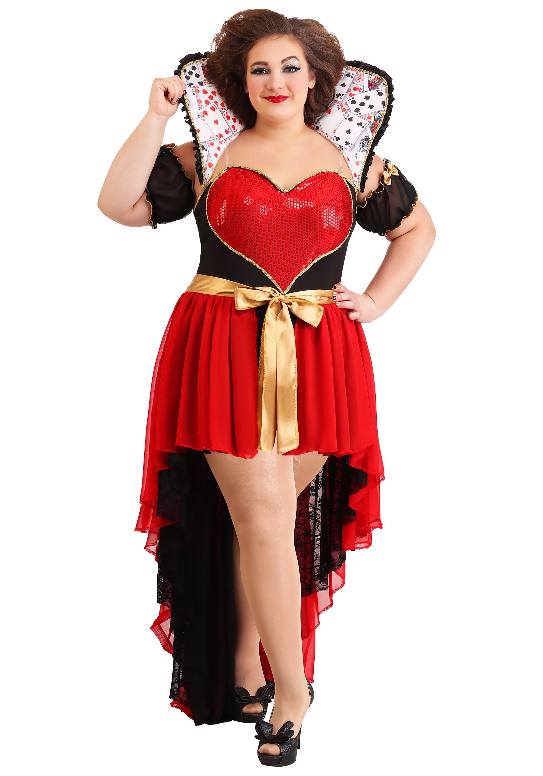 Plus Size Sparkling Queen Of Hearts Women's Fancy Dress Costume
