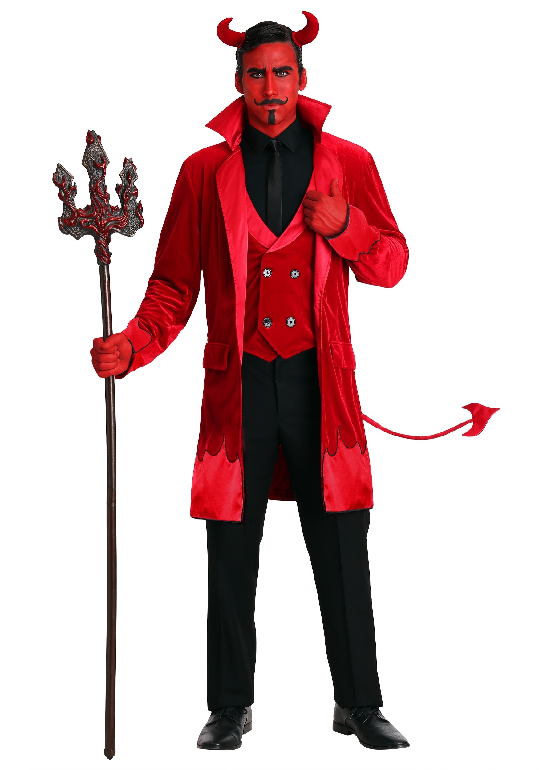 Men's Devil Costumes Halloween Hooded Evil Horror Demon Costume Fire ...