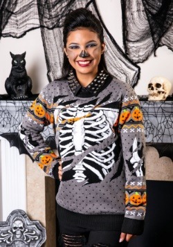 Ripped Open Skeleton Adult Ugly Halloween Sweater