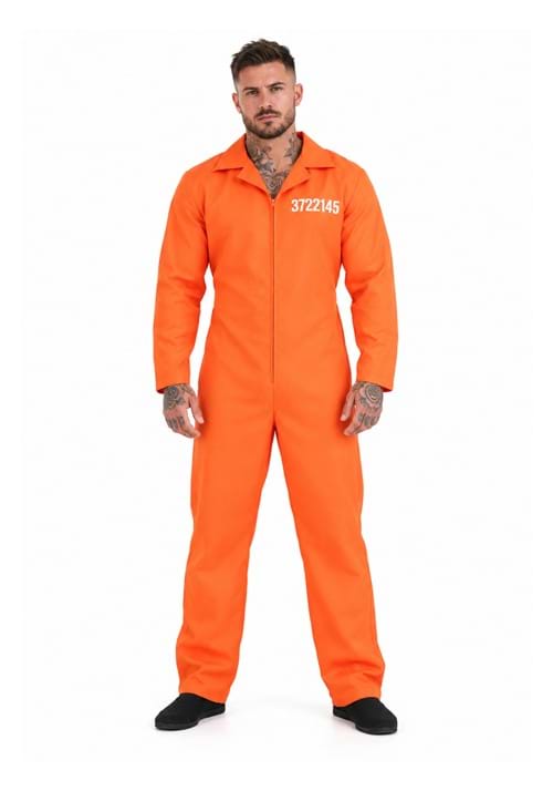 Mens Prison Orange Jumpsuit Costume Main 1