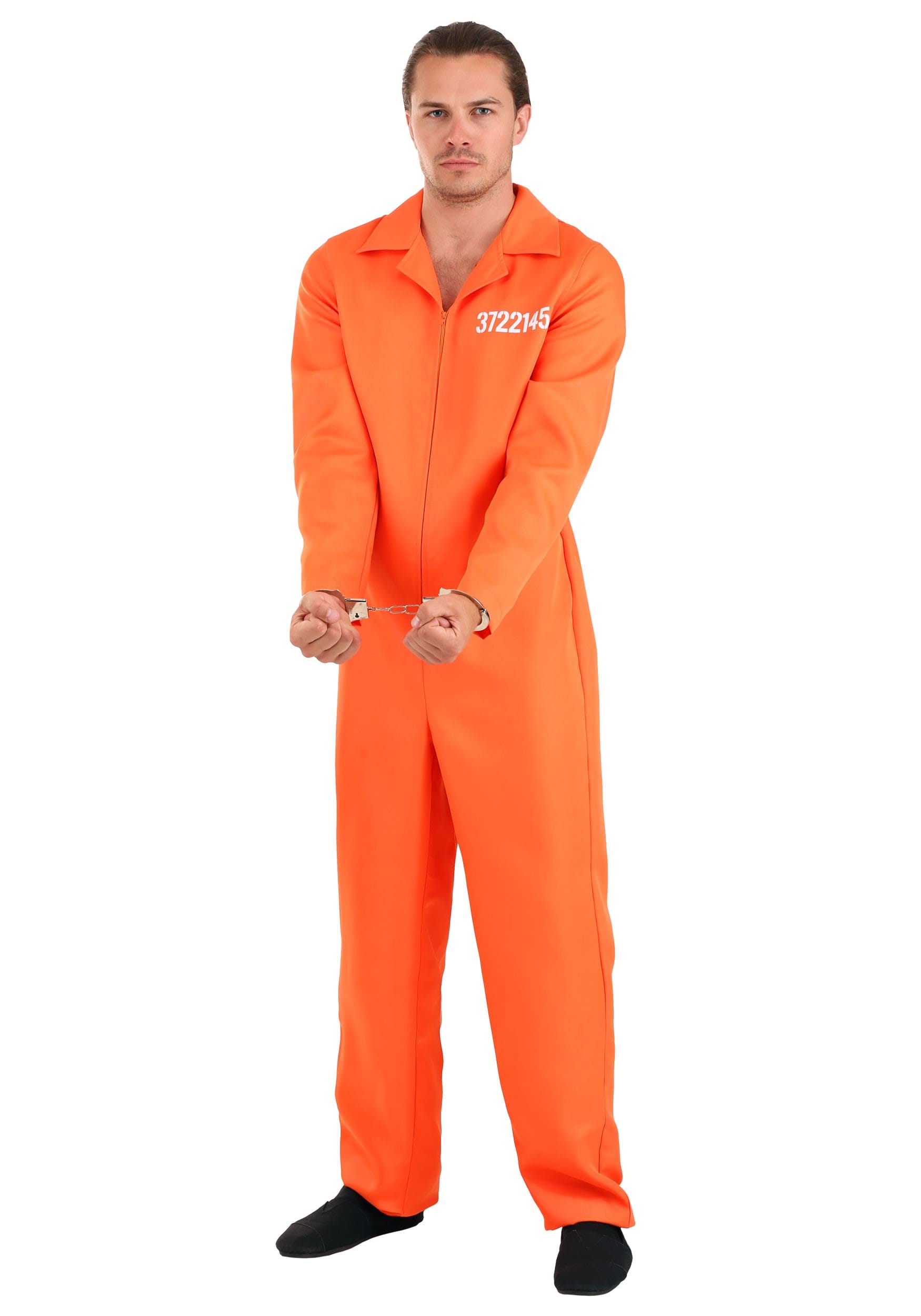 Orange Prison Men's Jumpsuit , Holes Fancy Dress Costume