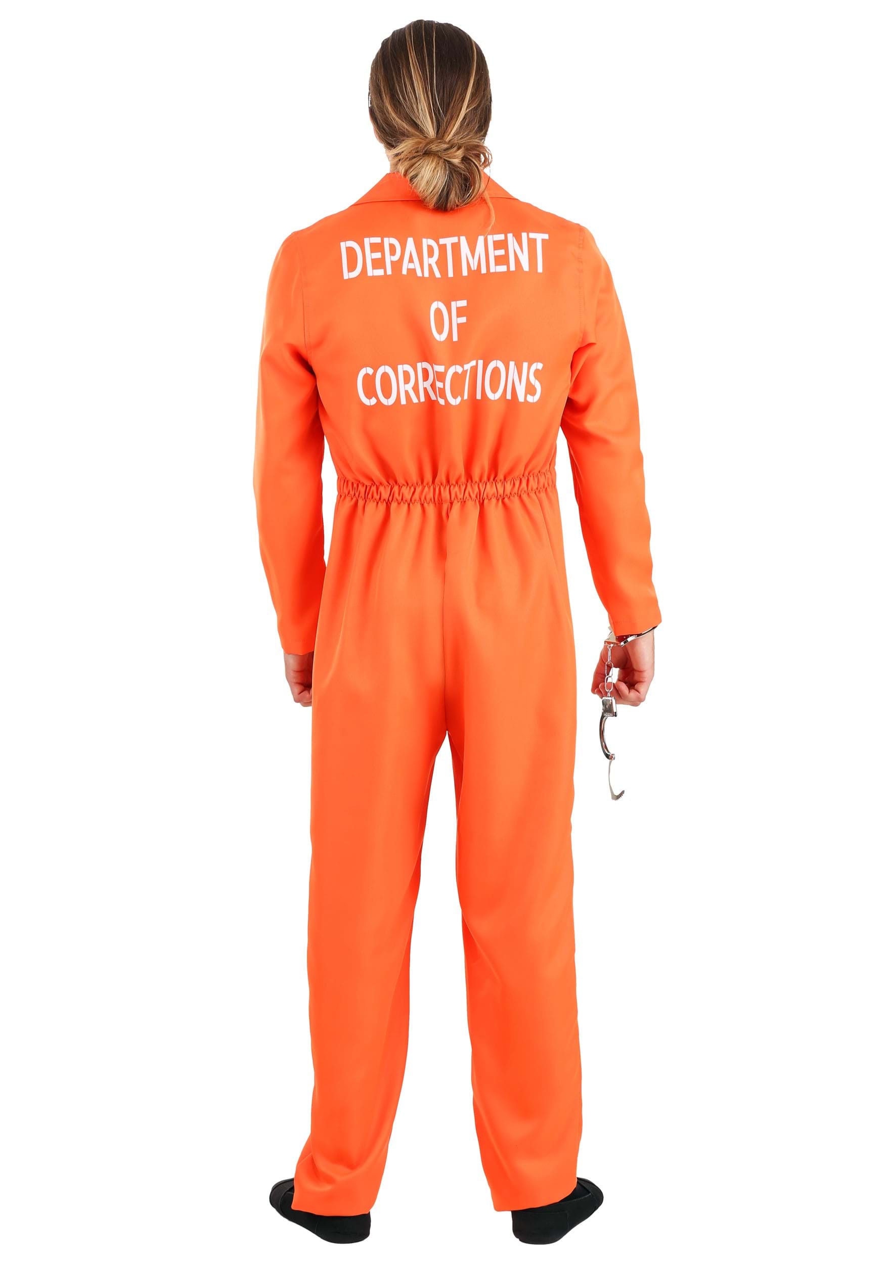 Orange Prison Men's Jumpsuit , Holes Fancy Dress Costume
