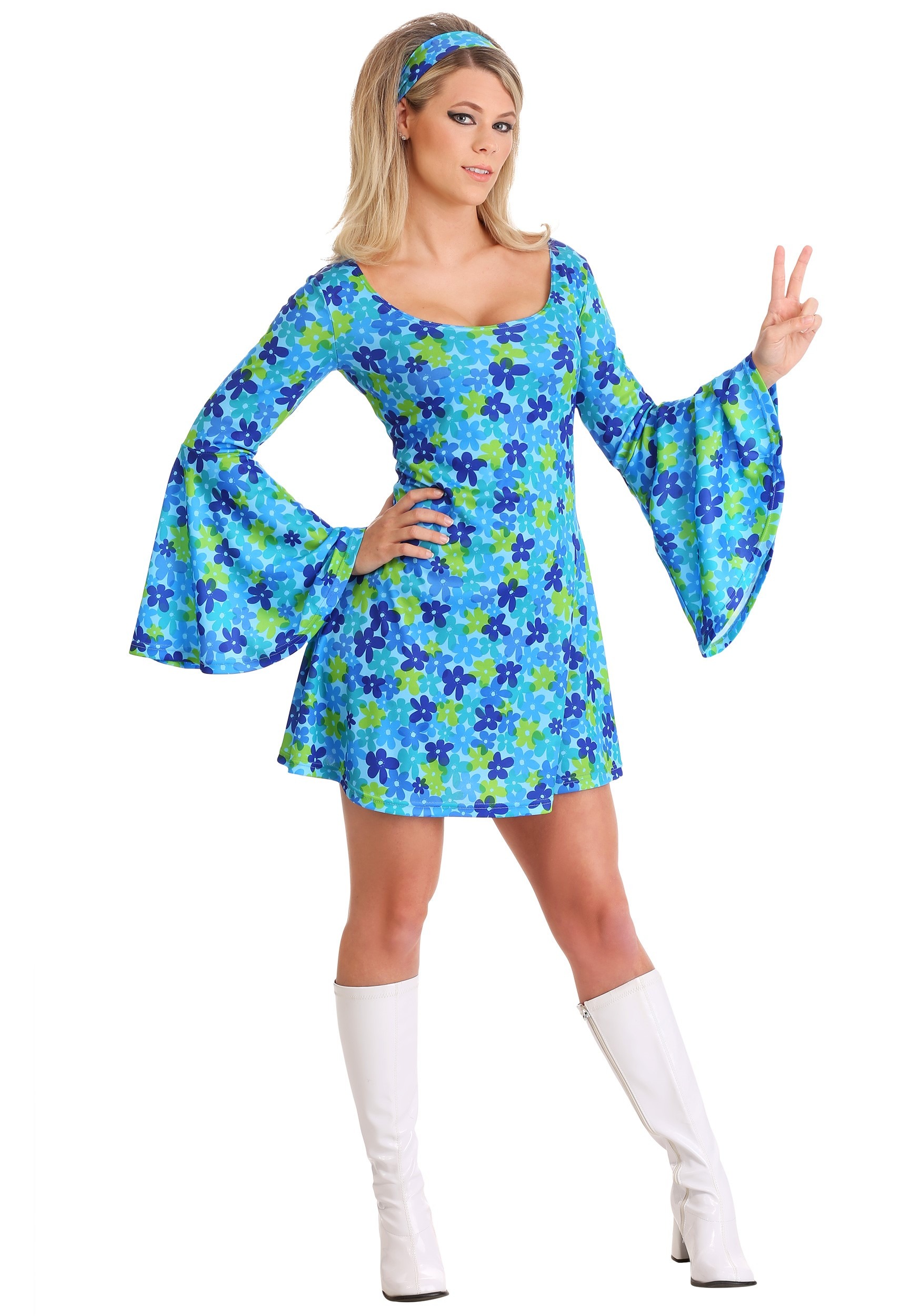 Wild Flower 70 S Hippie Dress Costume For Women